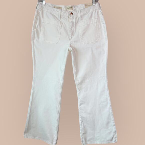 Universal Thread High Rise Flare White Denim Jeans Women Size 14 Vintage Stretch - Picture 1 of 12